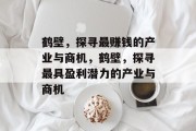 鹤壁，探寻最赚钱的产业与商机，鹤壁，探寻最具盈利潜力的产业与商机