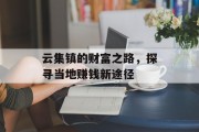 云集镇的财富之路，探寻当地赚钱新途径