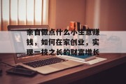 亲自做点什么小生意赚钱,如何在家创业,实现一技之长的财富增长 亲自做点什么小生意赚钱,如何在家创业,实现一技之长的财富增长
