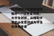 校园赚钱小生意的如何做好——以学生为例,大学生创业,从赚取学费的小生意到成为学生团体领导者