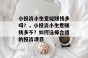 小投资小生意能赚钱多吗？，小投资小生意赚钱多不？如何选择合适的投资项目