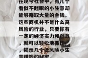 在现今社会中,有几个看似不起眼的小生意却能够赚取大量的金钱。这些商机并不是什么高风险的行业,只要你有一定的经济实力和创意,就可以轻松地抓住。,揭示几个低风险小生意赚钱的秘密