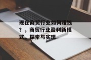现在商贸行业如何赚钱？，商贸行业盈利新模式，探索与实现