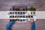 十万预算，如何巧妙投资以实现盈利？，十万预算的巧妙投资策略，如何实现盈利？