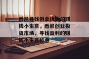 悉尼寻找创业机会的赚钱小生意,悉尼创业投资市场,寻找盈利的赚钱小生意机会