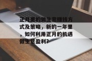 正月里的做生意赚钱方式及策略,新的一年里,如何利用正月的机遇做生意盈利?