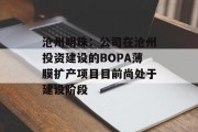 沧州明珠：公司在沧州投资建设的BOPA薄膜扩产项目目前尚处于建设阶段
