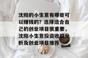 沈阳的小生意有哪些可以赚钱的?选择适合自己的创业项目很重要,沈阳小生意投资收益分析及创业项目推荐 沈阳的小生意有哪些可以赚钱的?选择适合自己的创业项目很重要,沈阳小生意投资收益分析及创业项目推荐