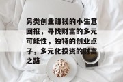 另类创业赚钱的小生意回报，寻找财富的多元可能性，独特的创业点子，多元化投资的财富之路