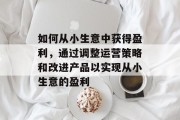 如何从小生意中获得盈利,通过调整运营策略和改进产品以实现从小生意的盈利 如何从小生意中获得盈利,通过调整运营策略和改进产品以实现从小生意的盈利