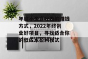 年底小生意好做的赚钱方式，2022年终创业好项目，寻找适合你的低成本盈利模式