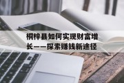 桐梓县如何实现财富增长——探索赚钱新途径
