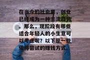 在当今的社会里，创业已经成为一种主流趋势。那么，现阶段有哪些适合年轻人的小生意可以考虑呢？以下是一些值得尝试的赚钱方式。