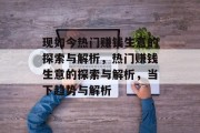 现如今热门赚钱生意的探索与解析,热门赚钱生意的探索与解析,当下趋势与解析