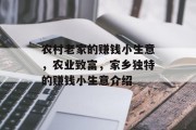 农村老家的赚钱小生意,农业致富,家乡独特的赚钱小生意介绍 农村老家的赚钱小生意,农业致富,家乡独特的赚钱小生意介绍