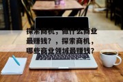 探索商机，做什么商业最赚钱？，探索商机，哪些商业领域最赚钱？