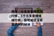 揭秘，小生意最赚钱排行榜，5个小生意赚钱排行榜，你可能还没有意识到的秘诀