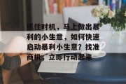 抓住时机,马上做出暴利的小生意,如何快速启动暴利小生意?找准商机,立即行动起来 抓住时机,马上做出暴利的小生意,如何快速启动暴利小生意?找准商机,立即行动起来