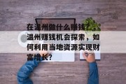在温州做什么赚钱？，温州赚钱机会探索，如何利用当地资源实现财富增长？