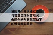 合肥今年如何通过创新与智慧实现财富增长,合肥创新与智慧驱动下的财富增长路径 合肥今年如何通过创新与智慧实现财富增长,合肥创新与智慧驱动下的财富增长路径
