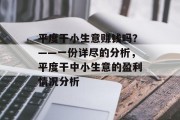 平度干小生意赚钱吗?——一份详尽的分析,平度干中小生意的盈利情况分析