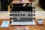 乡镇里找个商机,赚取创业的钱,一个不容忽视的创业方向,投资乡镇商机,开创创业新道路 乡镇里找个商机,赚取创业的钱,一个不容忽视的创业方向,投资乡镇商机,开创创业新道路
