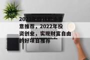 2022年赚钱的小生意推荐,2022年投资创业,实现财富自由的好项目推荐 2022年赚钱的小生意推荐,2022年投资创业,实现财富自由的好项目推荐