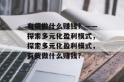 有货做什么赚钱？——探索多元化盈利模式，探索多元化盈利模式，有货做什么赚钱？