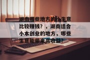 湖南哪些地方的小生意比较赚钱?,湖南适合小本创业的地方,哪些生意能带来高收益? 湖南哪些地方的小生意比较赚钱?,湖南适合小本创业的地方,哪些生意能带来高收益?