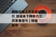 醋酸价格上半年低位运行 但成本下降助力江苏索普扭亏 | 财报解读 醋酸价格上半年低位运行 但成本下降助力江苏索普扭亏 | 财报解读