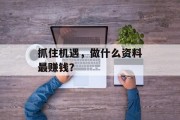 抓住机遇,做什么资料最赚钱? 抓住机遇,做什么资料最赚钱?
