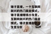 锤子直播,一个互联网新兴的热门商业模式,锤子直播赚钱小生意,互联网新兴的热门商业模式,锤子直播盈利小生意分析