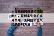 小生意如何无风险地盈利?,盈利小生意的实用策略,无风险和低风险的盈利方法 小生意如何无风险地盈利?,盈利小生意的实用策略,无风险和低风险的盈利方法