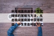 利用闲置房源做小生意赚钱的策略与方法,从出租闲置房源中获得收益,小生意盈利新方式