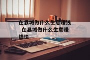 在县城做什么生意赚钱_在县城做什么生意赚钱快 在县城做什么生意赚钱_在县城做什么生意赚钱快