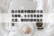 在小生意中赚钱的方法与策略，小小生意盈利之道，赚钱的策略和方法