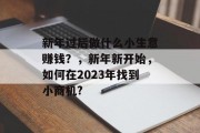 新年过后做什么小生意赚钱?,新年新开始,如何在2023年找到小商机?