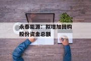 永泰能源:拟增加回购股份资金总额