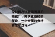 探讨做小生意是否真的赚钱？，微创业赚钱的秘诀，一个全面的分析和思考过程