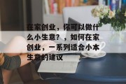 在家创业,你可以做什么小生意?,如何在家创业,一系列适合小本生意的建议 在家创业,你可以做什么小生意?,如何在家创业,一系列适合小本生意的建议