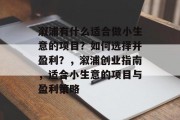溆浦有什么适合做小生意的项目?如何选择并盈利?,溆浦创业指南,适合小生意的项目与盈利策略