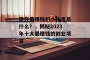 现在最赚钱的小生意是什么?,揭秘2023年十大最赚钱的创业项目 现在最赚钱的小生意是什么?,揭秘2023年十大最赚钱的创业项目