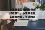 小生意是否真的能带来好收益?,小生意也能实现大收益,关键因素和策略 小生意是否真的能带来好收益?,小生意也能实现大收益,关键因素和策略