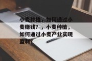 小麦种植,如何通过小麦赚钱?,小麦种植,如何通过小麦产业实现盈利?