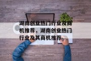 湖南创业热门行业及商机推荐,湖南创业热门行业及其商机推荐 湖南创业热门行业及商机推荐,湖南创业热门行业及其商机推荐