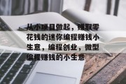 从小项目做起，赚取零花钱的迷你编程赚钱小生意，编程创业，微型编程赚钱的小生意