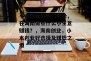 小本创业的热门选择,在海南做些什么小生意赚钱?,海南创业,小本创业好选择及赚钱之道 小本创业的热门选择,在海南做些什么小生意赚钱?,海南创业,小本创业好选择及赚钱之道
