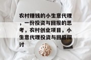 农村赚钱的小生意代理，一份投资与回报的思考，农村创业项目，小生意代理投资与回报探讨