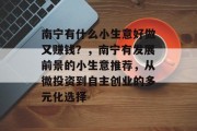 南宁有什么小生意好做又赚钱？，南宁有发展前景的小生意推荐，从微投资到自主创业的多元化选择