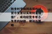秋冬时节如何选择和经营小生意以实现财富增值?,成功经营冬季小生意的秘籍,建议与策略